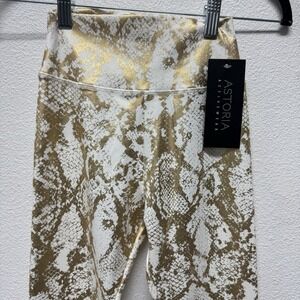 Astoria LUXE Leggings Metallic Gold White Snake skin Full Length XS XSmall